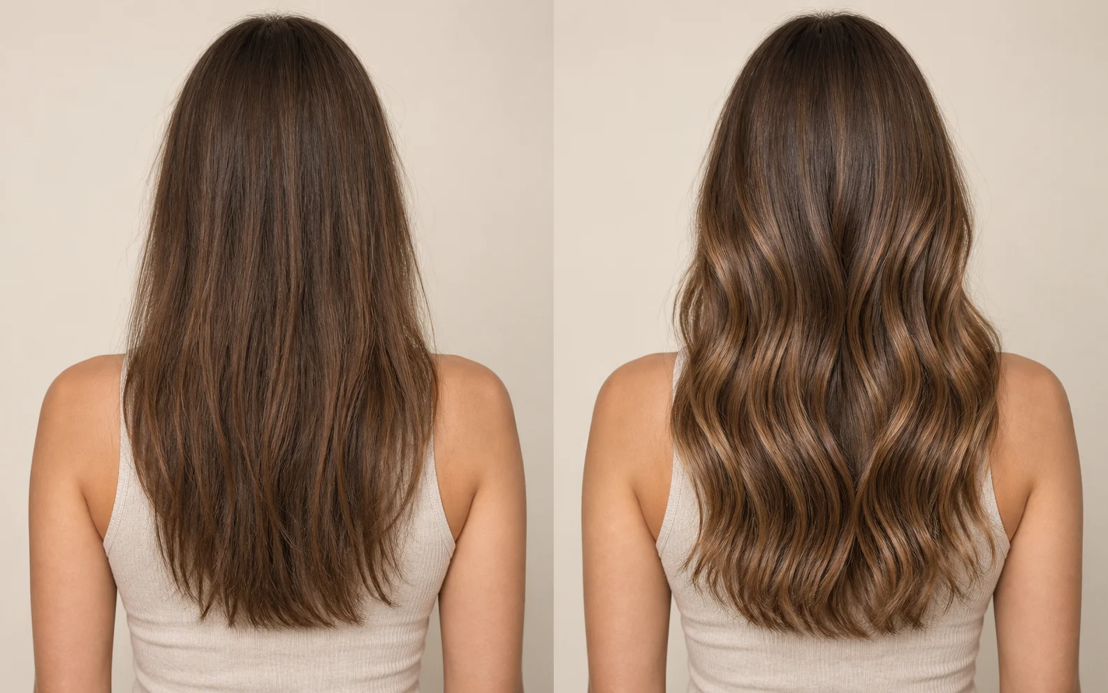 After: Illustrative hair styling comparison