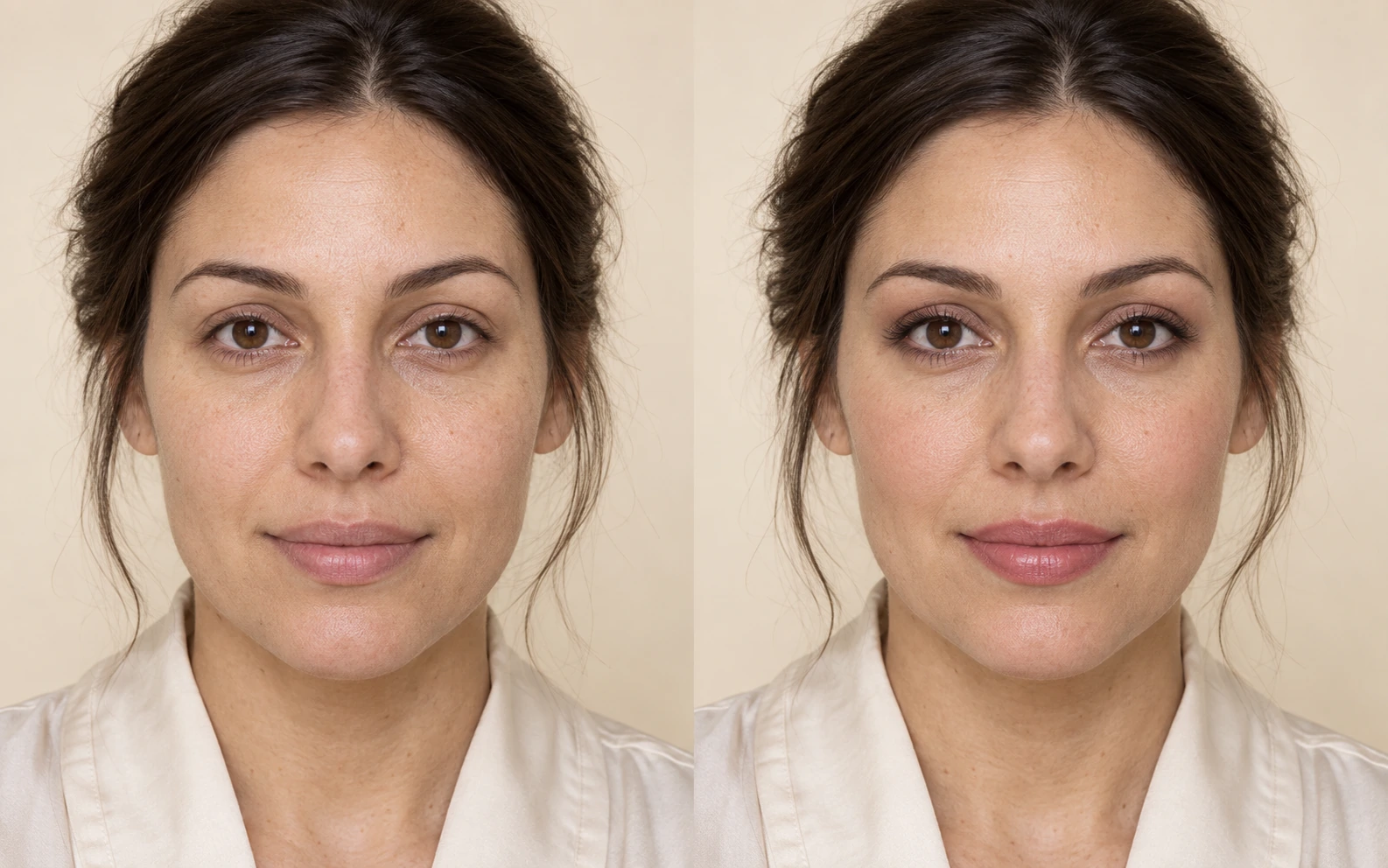 After: Illustrative makeup comparison